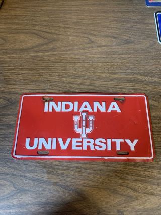 Vintage Indiana University Hoosiers Metal License Plate Go Big Red Bobby Knight