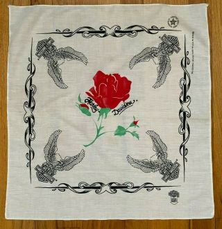 Vintage Harley Davidson Bandana Handkerchief Usa Made Rose Print