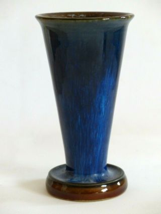 Antique Royal Doulton Blue / Brown Glaze Vase Stamped To The Base