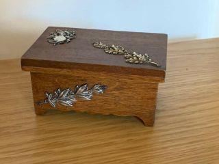 Antique Miniature Carved Oak Apprentice Piece Trinket Box Scottish Silver Detail