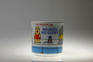 Vintage 1984 Los Angeles Olympics " No Guts No Glory " Swimming Mug Boynton Art