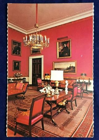 The Red Room In The White House Vintage Postcard Washington Dc 5.  5 X 3.  5