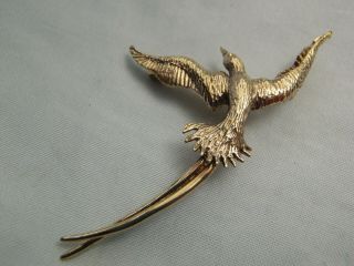 Estate Vintage Gold Over Sterling Silver Bird Brooch Pin