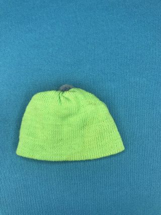 Vintage Francie Doll Gad - About Green Knit Hat W Blue Pom Pom 3