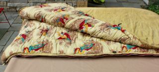 Vintage Tan/brown Coleman Ducks And Cranes Flannel Tan Rev Sleeping Bag