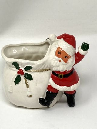 Vintage Santa Claus & Sack Ceramic Christmas Planter