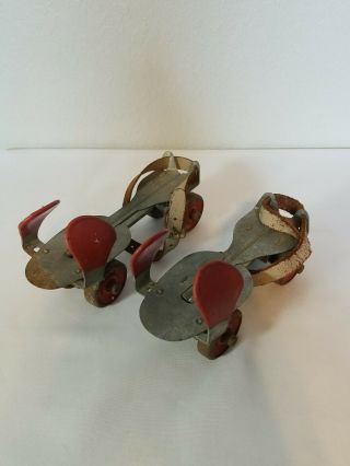 Vintage Union Hardware Company Strap On Roller Skates W/ Metal Wheels Adjustable