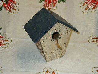 Vintage Rustic Birdhouse Handpainted Wooden Chippy Mail Pouch Tobacco