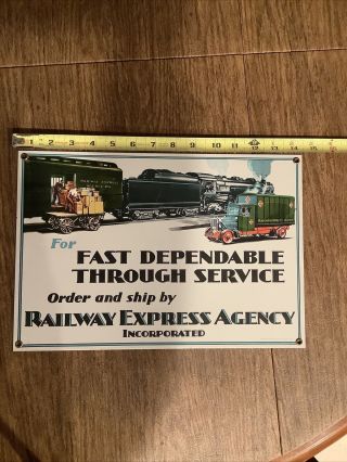 Vintage Porcelin Railroad Sign Railway Express Agency