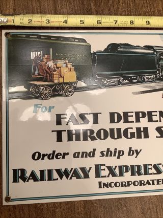Vintage Porcelin Railroad Sign Railway Express Agency 2
