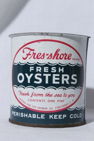 Vintage Fres - Shore Kroger Fresh Oysters One Pint Tin