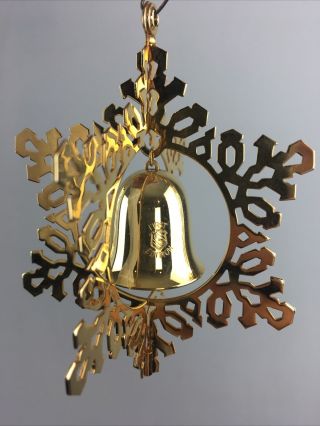 Vtg 1983 Reed & Barton Brass Snowflake Ornament Bell First Edition