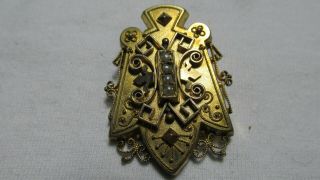 Antique Victorian Edwardian Gold Locket Pendant Pin Brooch,  Elegant Ornate,  Rare