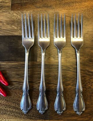 Vintage Set Of 4 Oneida Chateau Dinner Forks 1961 Deluxe Stainless 7.  25 "
