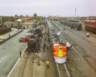 11x14 Photo Santa Fe Railroad Chief Diesel Train,  Albuquerque Nm 1943 Dusk