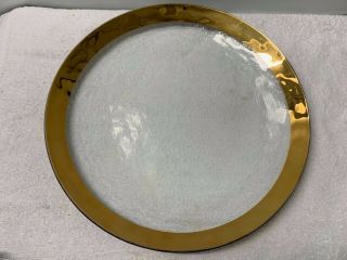 Annie Glass " Roman Antique - Gold " 13 - 1/2 Inch Round Platter - - - Signed