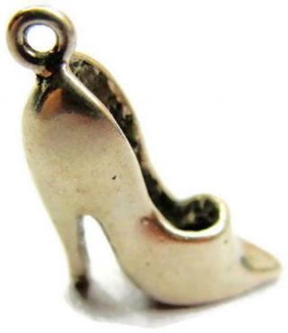 Vintage Sterling Silver Charm 3d High Heel Shoe Classic Solid 925 Pendant Patina