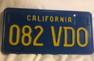 License Plate Blue California 1970 Base Passenger 082 Vdo Man Cave Gift