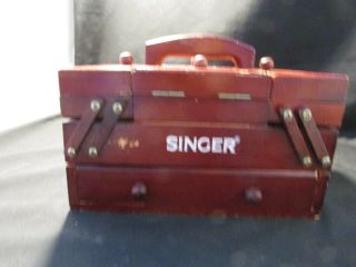 Vintage Singer Small Accordion Wood Sewing Storage Box