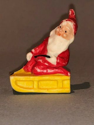 Antique Bisque German Snow Baby Gnome On A Sled