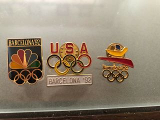 3 Vintage Team Usa Barcelona 1992 Olympic Pin Great Shape