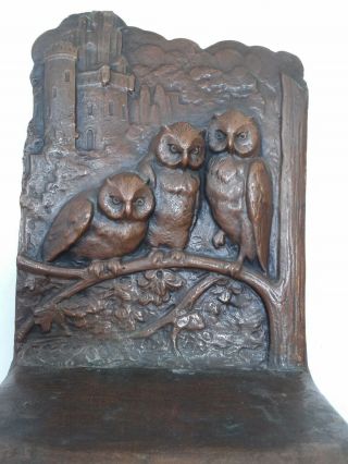 Antique Weidlich Brothers 3 Owls Bronzed Cast Iron Bookends Wb 1920 