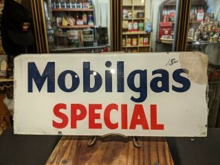 Vintage Mobilgas Special Gas Pump Ad Glass Plate Insert