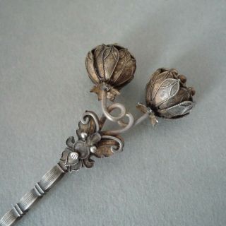 Vintage/antique Chinese Silver Lotus Flower Butterfly Hair Stick Pin/hairpin