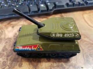 Vintage Buddy L Metal Army Tank - Hq 4929 - Japan - 4 Inches Long Pressed Steel