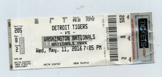 Washington Nationals V Detroit Tigers Ticket June 11,  2016 Scherzer 20 K Game