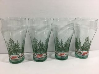 Vintage Libbey Coca Cola Christmas 6 " Glasses Set Of 4 Collectible