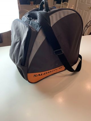 Salomon Ski Boot Bag - Gray Black Orange 15x15x9 (vintage)