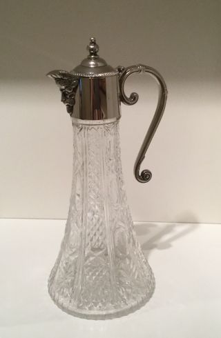 Silver Plate And Cut / Pressed Glass Claret Jug