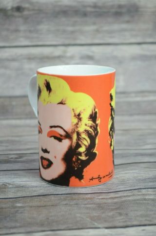 Vintage Andy Warhol Marilyn Monroe Orange Block China Porcelain Artist Mug 1997 2