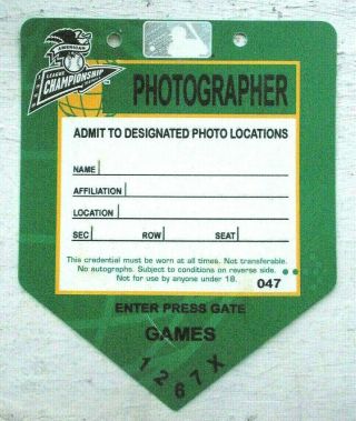American League Championship Series Press Pass.  1998.  York.  Photographer.