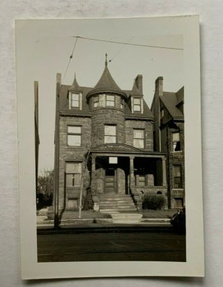(2) Vintage B&W Photos Charles A Lindbergh Birthplace & Plaque Detroit Michigan 2