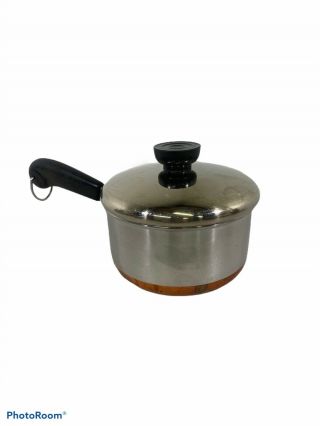 Vintage Revere Ware 1 Qt Saucepan W/ Lid Copper Bottom Rome Ny Pot