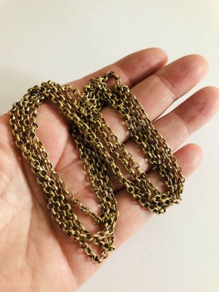 Antique Victorian Rose Rolled Gold Long Gaurd Chain,  Heavy