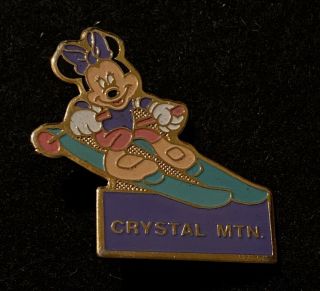 Crystal Mountain Minnie Mouse Ski Pin Badge Washington Travel Resort Lapel