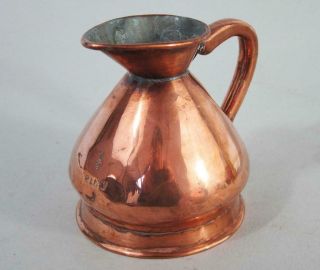 Fine Victorian Antique 1/2 Pint Copper Ale Wine Spirit Measure Vr Lead Duty Seal