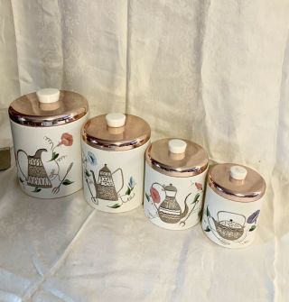 Vintage Ransburg Stackable Tin Canister Set Set Of 4 With Lids
