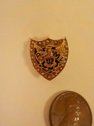 1902 - Vintage Antique (marked) " 14 - Kt Gold Rma Military? Academy Pin "