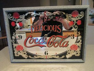 Vintage " Delicious Coca - Cola Clock Mirror Multicolored 17.  25 " X 12.  25 "