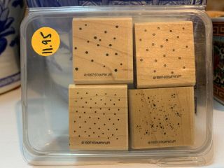 Stampin Up Itty Bitty Backrounds 1997 Wood Mounted Rubber Stamp Set Vintage