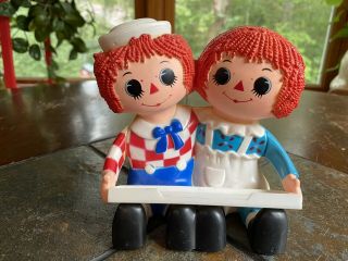 Vintage 1975 Raggedy Ann Andy 5” Toothbrush Or Pencil Holder By Bobbs - Merrill