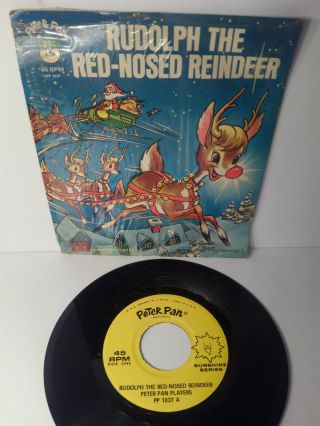 Vtg Peter Pan Records Rudolph The Red - Nosed Reindeer Pp 1037 45 Record Shrink