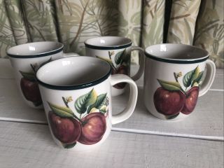 Set Of 4 Casuals By China Pearl Apple Ceramic Mugs Cups Vintage