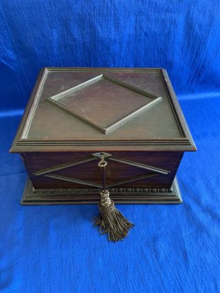 Vintage Arts And Crafts Style Mahogany Sewing Or Document Box