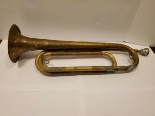 Vintage Rexcraft Usa Us Regulation Wwii Boy Scouts Bsa Brass Bugle W/mouthpiece