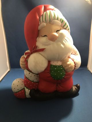 Vintage Ceramic Santa Claus Hand Painted Figure Christmas Decor 11” Tall Pj